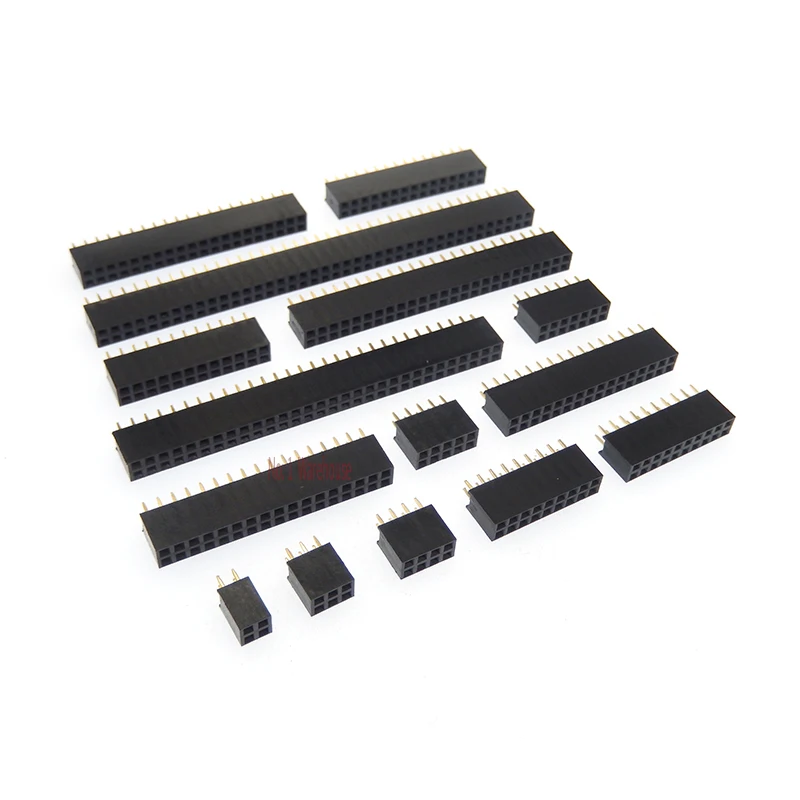 【10PCS】2.54mm 2x2/3/4/5/6/7/8/9/10/11/12/13/14/15/16/17/18/19/20/40 Pin Stright Female Double Row Pin Header Strip PCB Connector