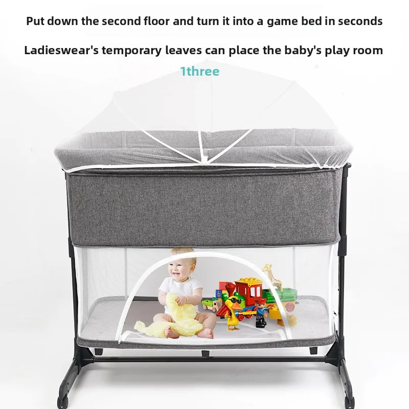 モバイルベビーカーベッドデュアル目的新生児ベッドスプライシング大型フェンスポータブルベビーベッドジャンパースイングバウンサー
