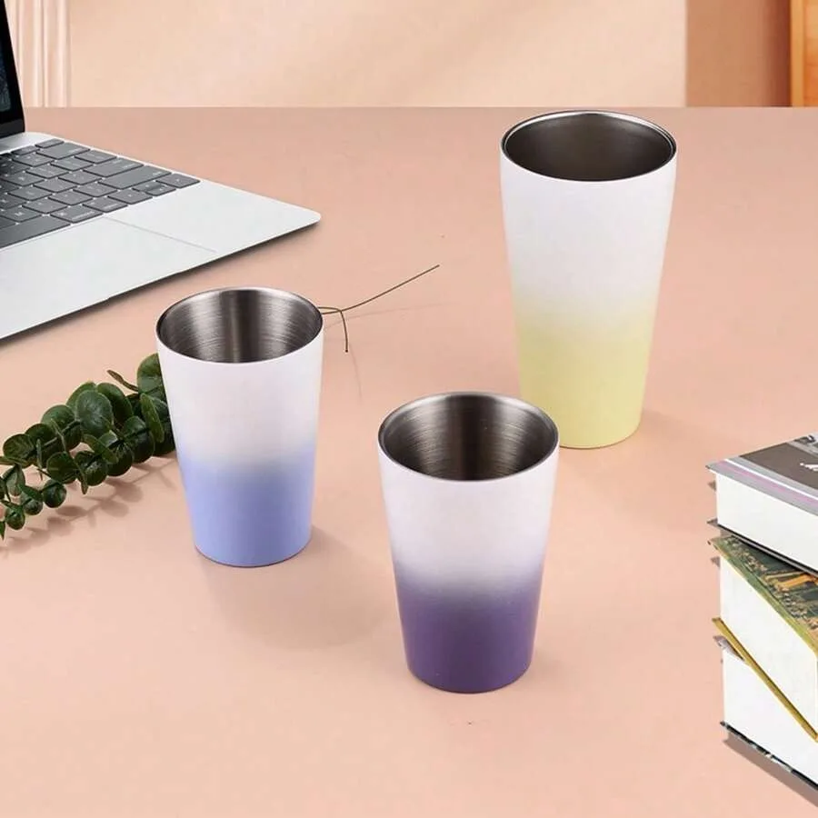 

Thickened 304 Stainless Steel Double-Walled Coffee Cup, Popular Gradient Minimalist Beer Mug, Restaurant And Hotel Water Cup.