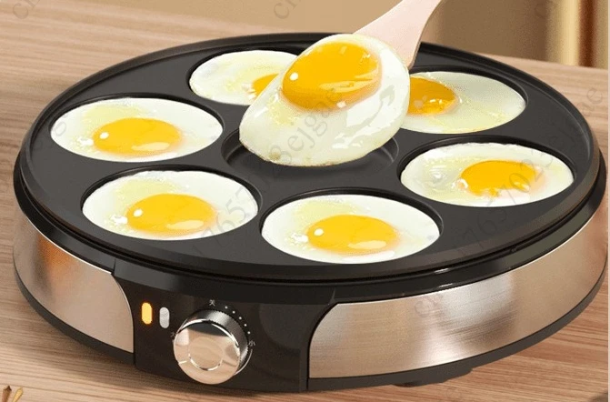220V Professional Crepe Maker with 7 Holes Egg Burgers Crepes and Omelettes Baking Pan Perfect for Breakfast