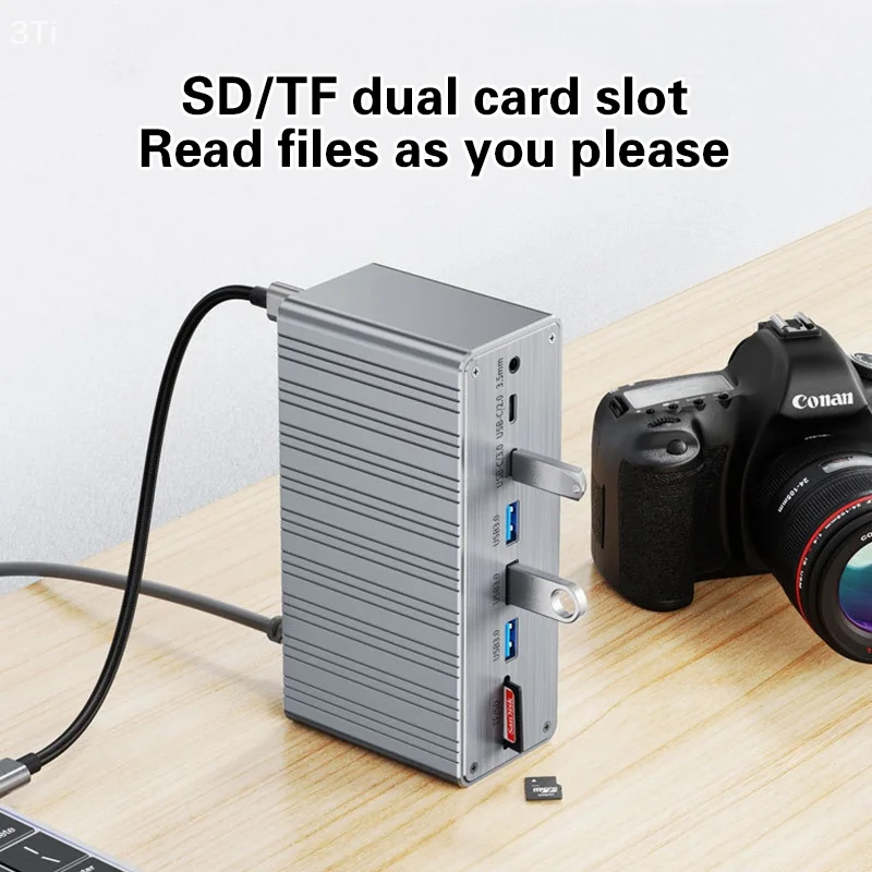 13 في 1 محطة إرساء متعددة المنافذ مهايئ توزيع USB نوع C إلى 1000 متر RJ45 SD/TF VGA PD100W لأجهزة الكمبيوتر المحمول ماك بوك باد هواوي PC