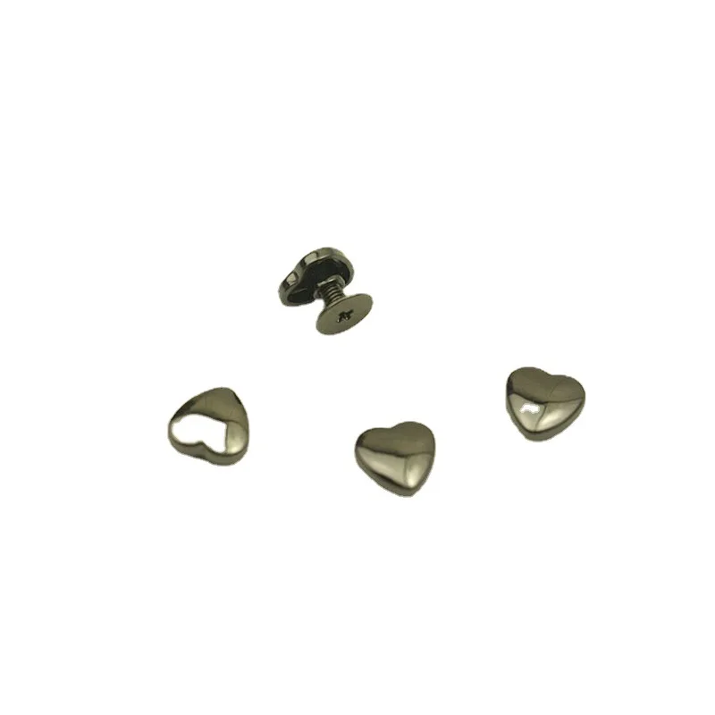 50Pcs 10mm Love Heart Rivet Screw Bag Clothes Hardware Handbag Decorative Studs Button Nail Metal Buckles DIY Accessories