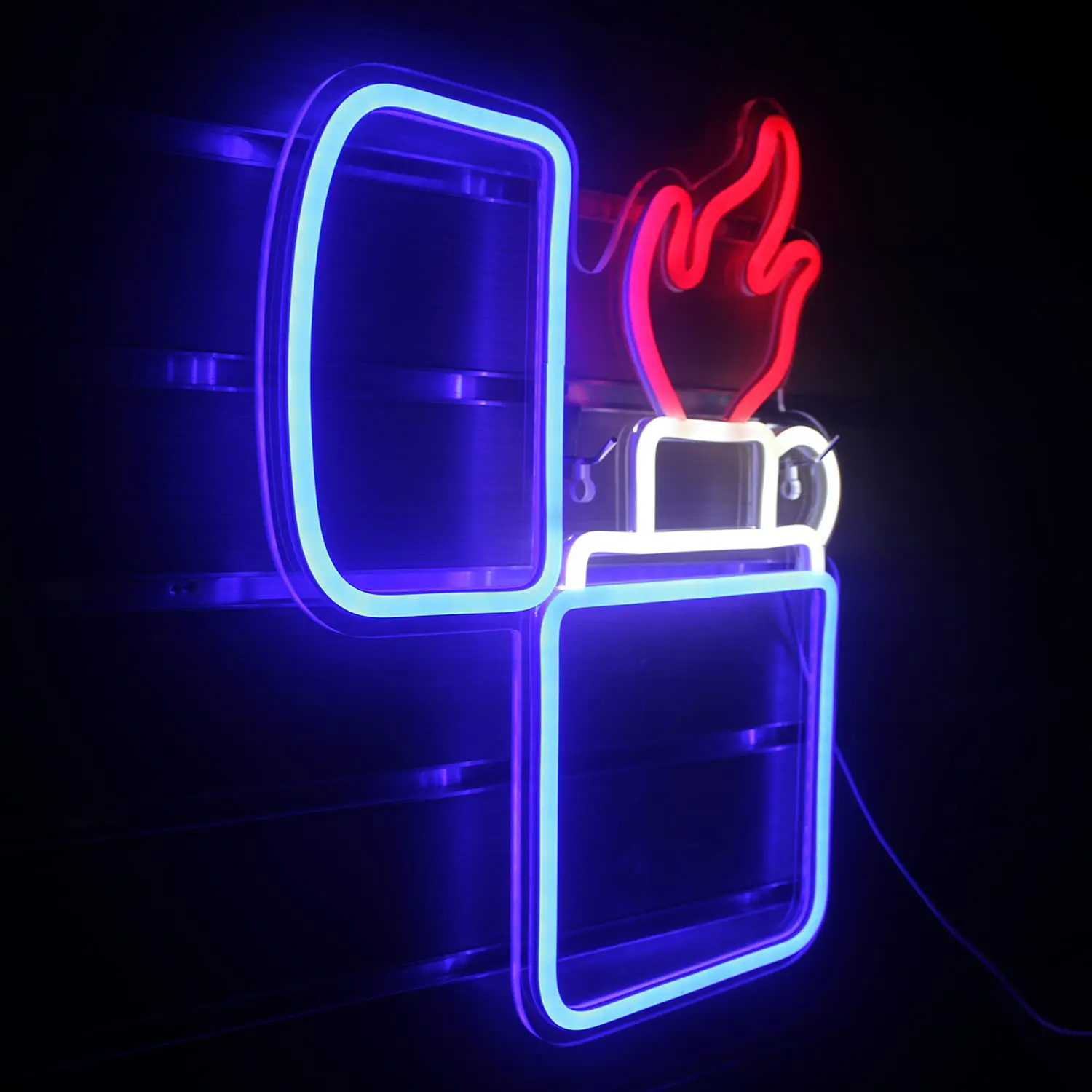 Lighter shape neon sign blue red neon cigarette lighter led sign wall decoration internet café game room man cave decoration