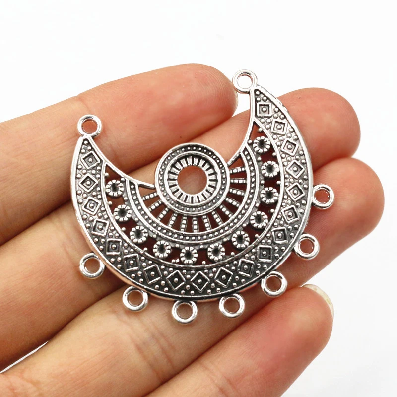 10pcs Antique Silver Plated Vintage Boho Style Connector Charms Pendant DIY Jewelry Making Accessories for Bracelet Necklace