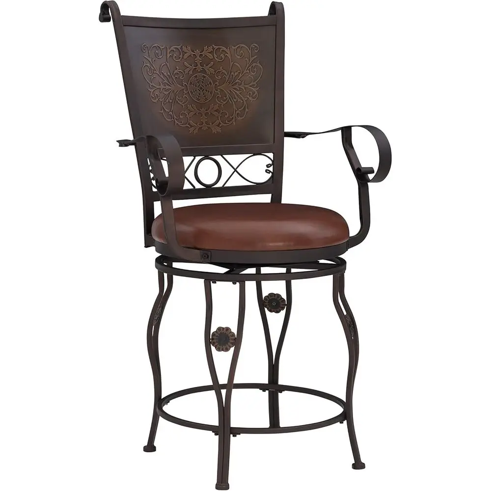 

Табурет Big and Tall Counter Stool с медными штампованными спинками, 24 дюйма высотой сиденья, коричневый