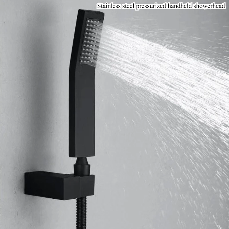 

Stainless steel pressurized handheld showerhead, square pressurized shower bully showerhead