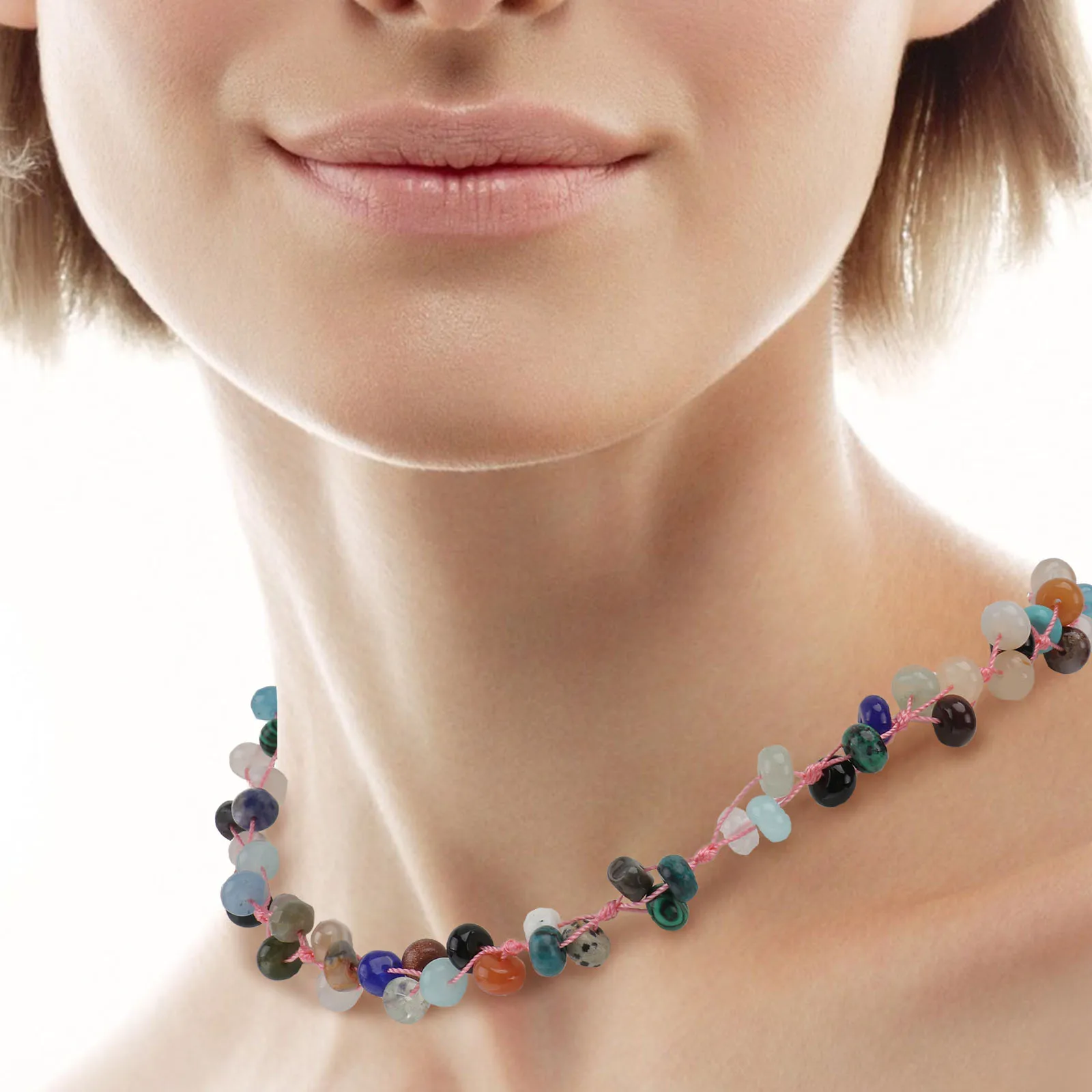 

Premium Natural Stone Necklace Chic Women Jewelry Shiny Neck Pendant Simple Clavicle Chain Easy On Off Party Dress
