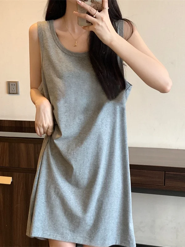 

Pure Cotton Svel Vest Strap Dr Loose Midi Sexy ort Skirt for Women Summer Breathable Comfortable Printed Casual Dr