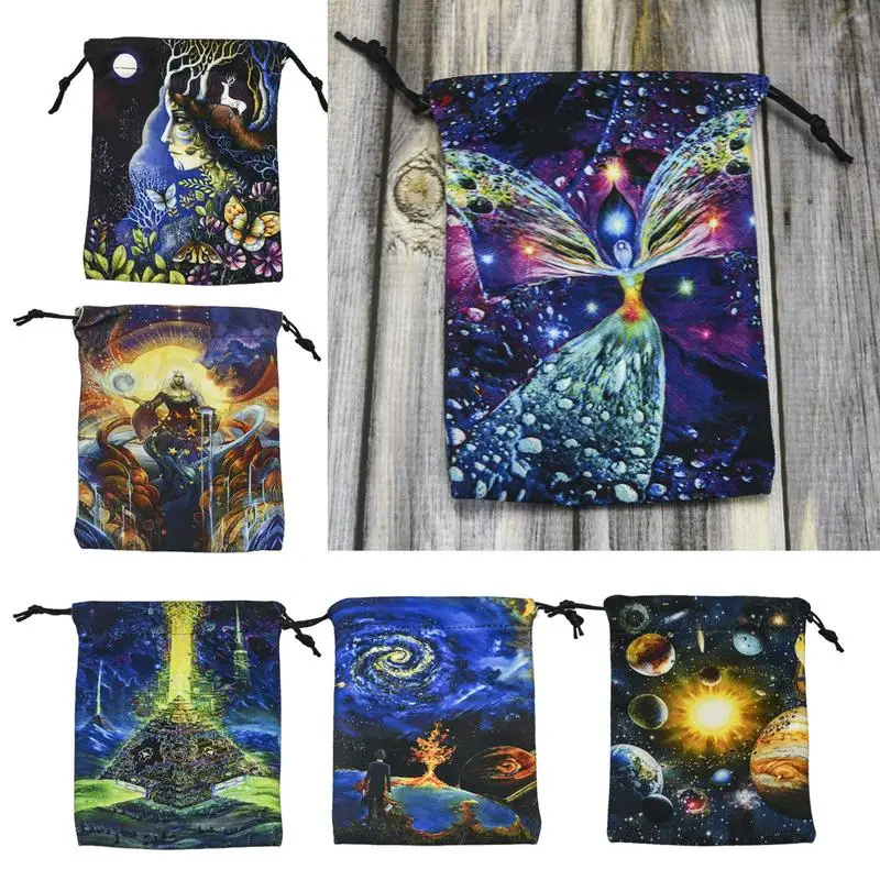 1PCs Mysterious Black Tarot Card Storage Bag Card Divination Bag Board Game Bag Cards Holder Pouch Dice Bag  13x18cm