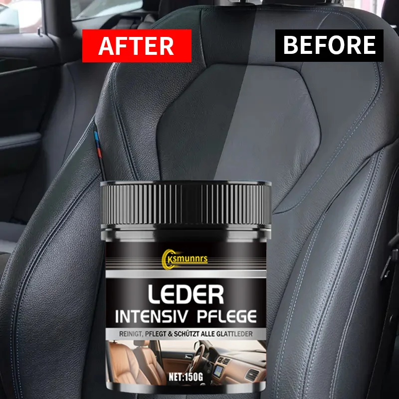 A black interior leather repair cream, car dashboard wax repair agent, tire shine paste, leather sofa seat care, car maintenance