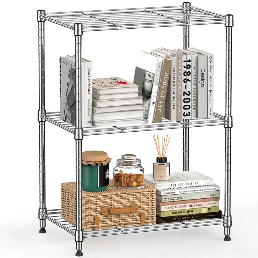 

450 lbs Wire Storage Shelving 3Tier Utility Shelving Unit Steel Organizer Wire Rack for Home Kitchen Office Chrome 11.8 D x 17.