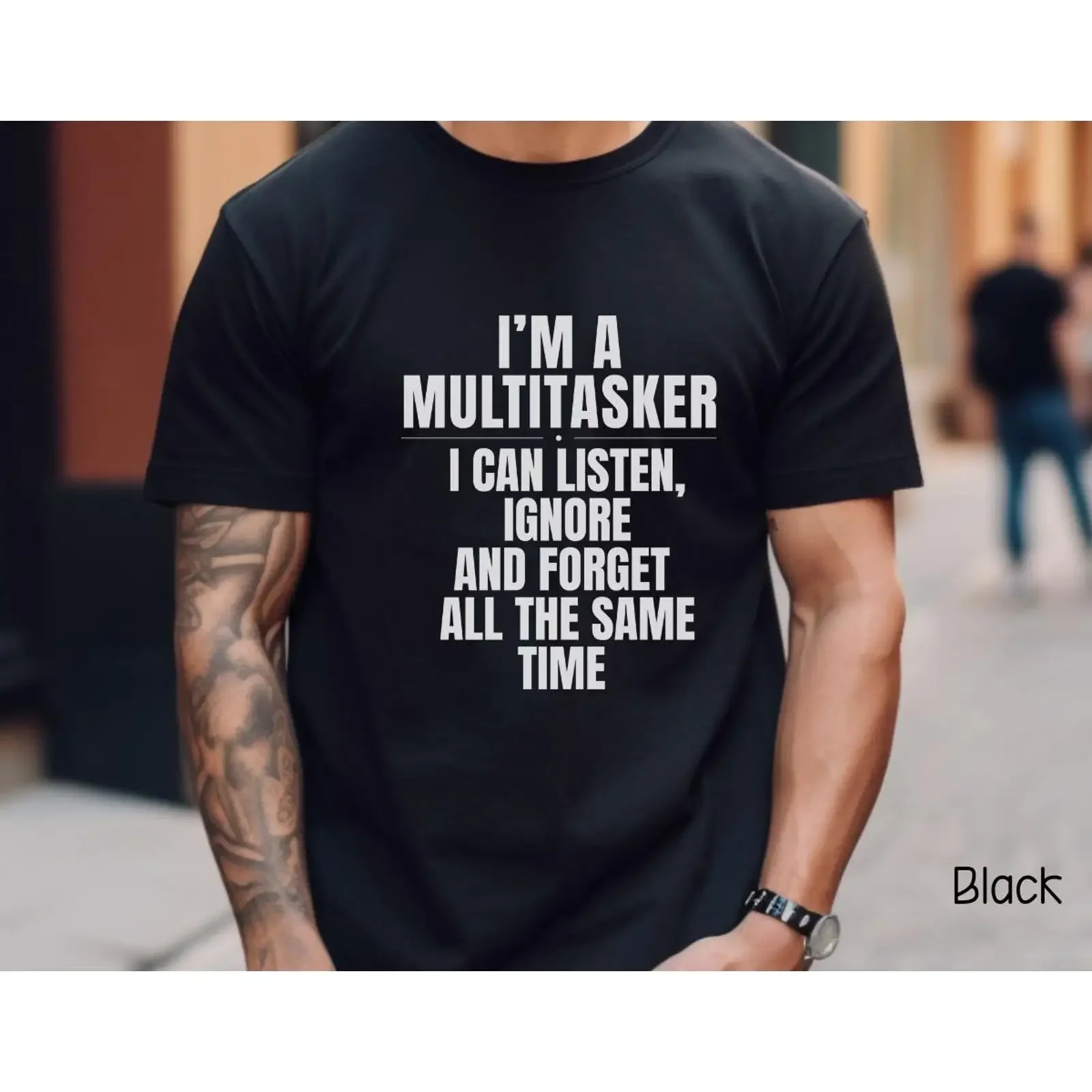 Funny Multitasker Sarcastic Quote T Shirt I Can Listen Ignore Forget Humor for Him Her Heavy Cotton Top vintage Washed