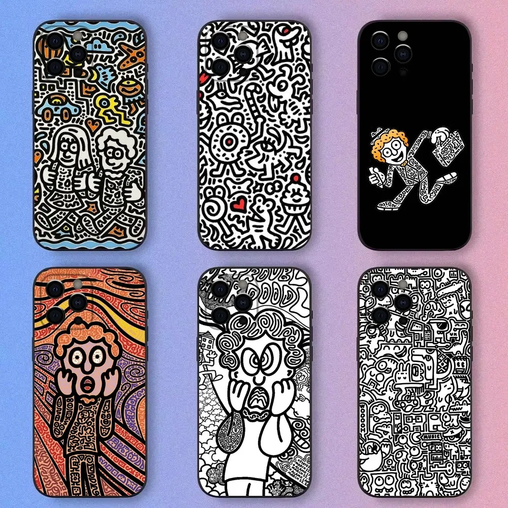 Graffiti Art Mr D-Doodle-e Phone Case For Apple iPhone 15,14,13,12,11,Pro,X,XS,Max,XR,Plus,Mini Soft Black Shell