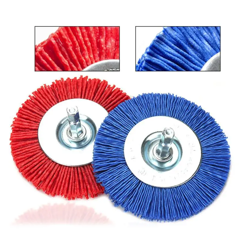 (YY) 1Pc 2025 Spazzola abrasiva in nylon Grana 80/120/240 Spazzola a ruota abrasiva piatta Gambo da 1/4 "per utensile rotante per trapano Rimuovere ruggine/vernice