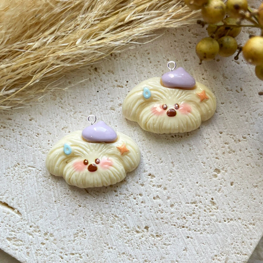 10 قطعة Kawaii اليدوية الكلب رئيس قلادة لصنع المجوهرات النتائج الإبداعية الراتنج الحيوانات السحر فلاتباك لتقوم بها بنفسك أقراط C805