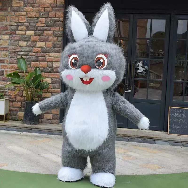 

Inflatable Rabbit Mascot Costume for Advertising Event Cospaly Adult Mascot Costume Cartoon Animal Halloween Suit No Battery