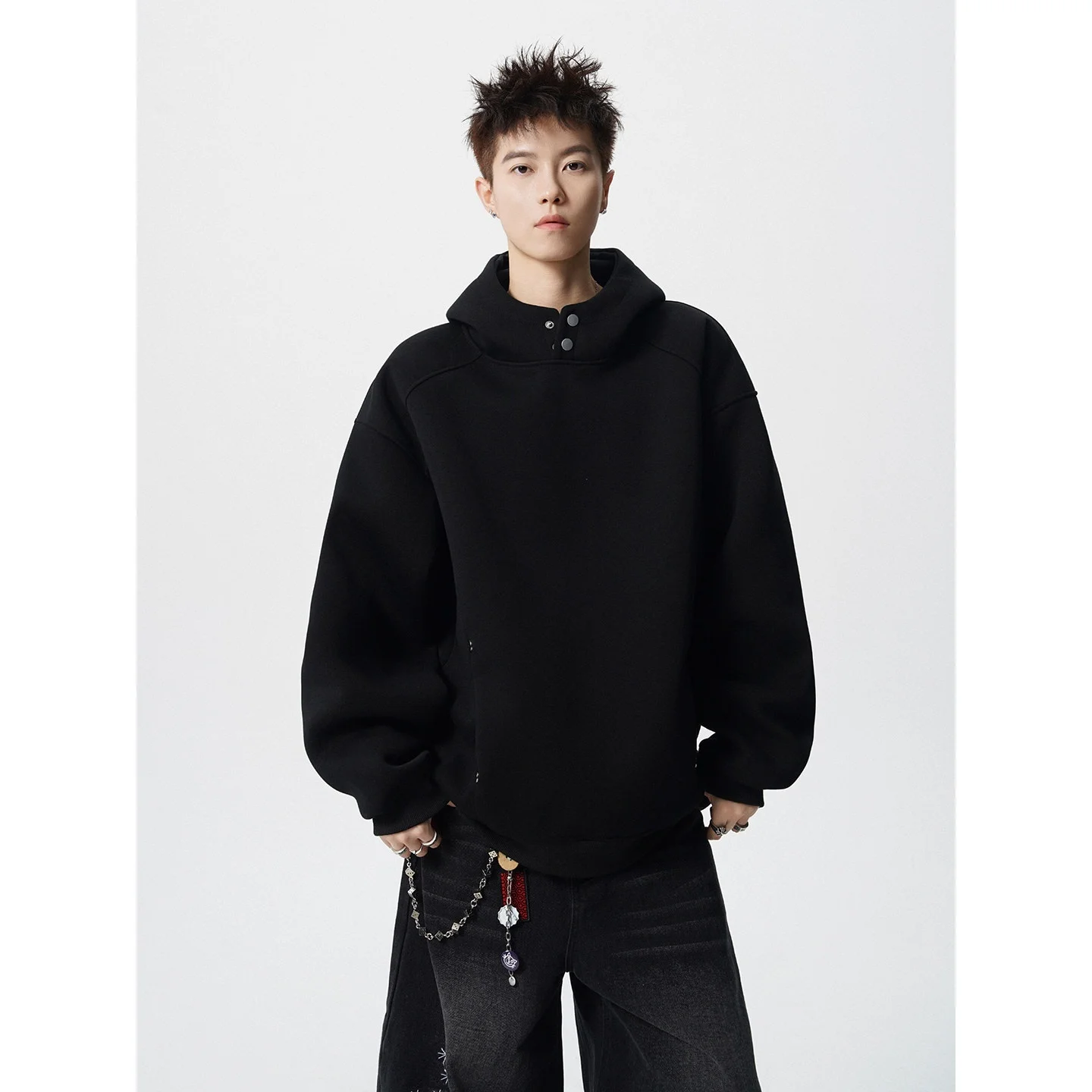 

Mens With Hat Hoodies Unisex Autumn Love Drawstring Relaxed-Fit Hiking Y2K Savage Lightweight Gray Urban West Loose Velvet Woole
