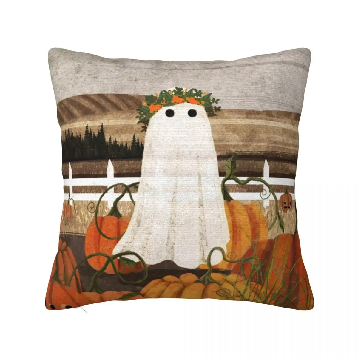 Ghost In The Pumpkins Pillowcase Polyester Cushion Cover Gift Festival Gift 3D Printed Throw Pillow Case Cover Home Square 40cm