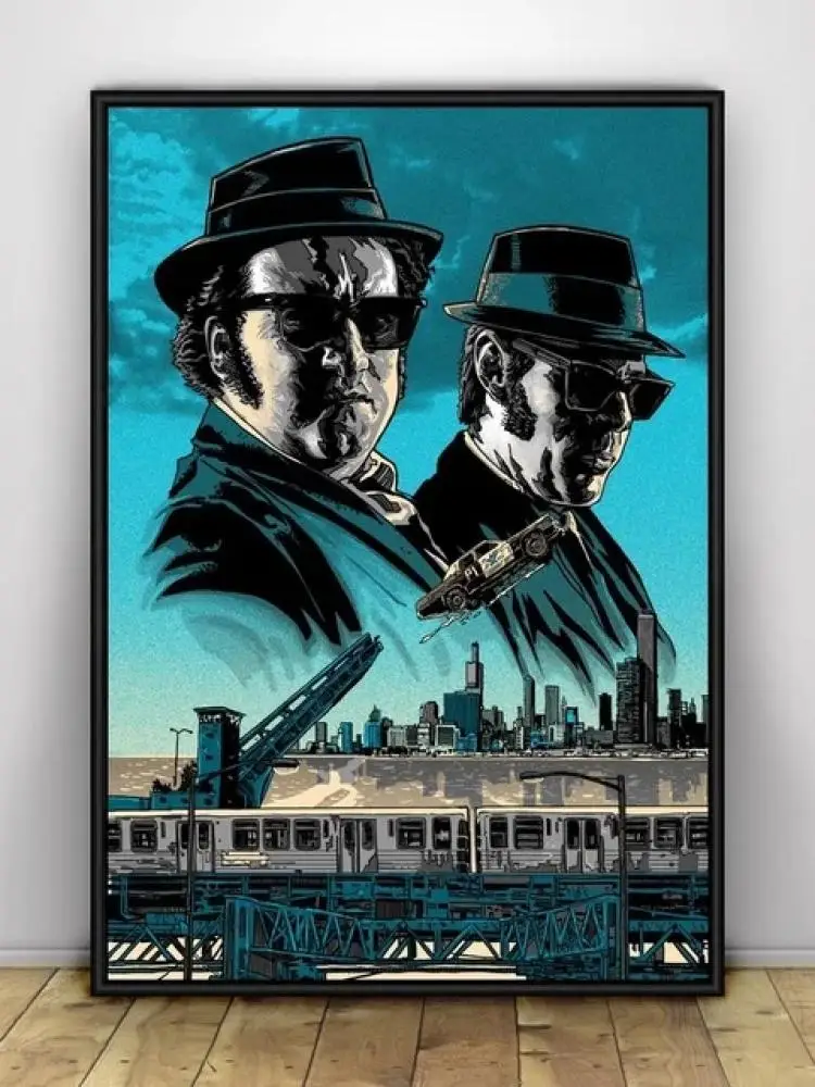 The Blues Brothers Vintage Movie Poster 1980 Retro Music Band Art Painting Vintage Canvas Painting Home Room Decor Unframed