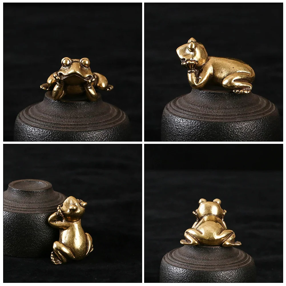 

Brass Frog Statue Figurine Home Decor Small Size Desk nament Tea Pet Paperweight Stable Placement Smooth Bottom