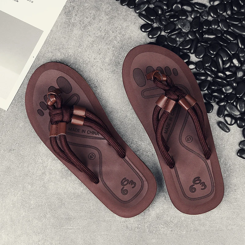 2023 Summer Men Flip Flops Platform Beach Sandals Anti-slip Roma Flat Shoes Trendy Beach Slipper For Men