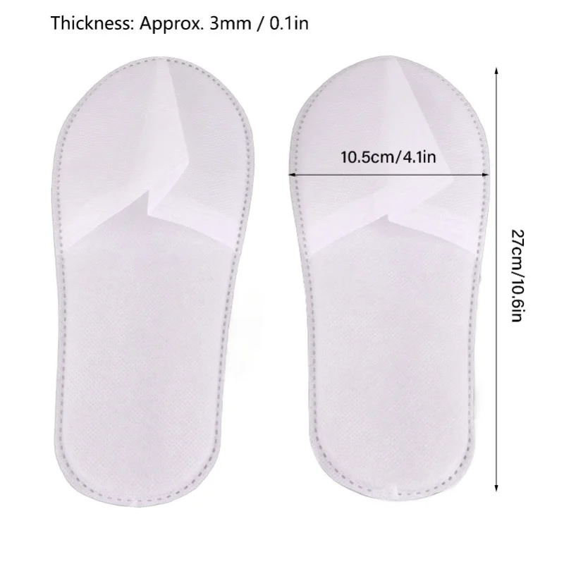 50 زوجًا من النعال المحمولة للجنسين غير القابلة للانزلاق للاستعمال مرة واحدة للمنزل والمنتجعات الصحية وحفلات الضيوف (3 مم لوح أبيض غير منسوج) #4