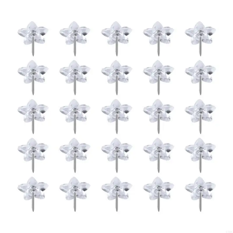 C90C 100 Pcs Five Pointed Star Push Pins Thumb Tacks Decorative Pushpins Poster Pins Notice Board Pins for Map Fabric Marking