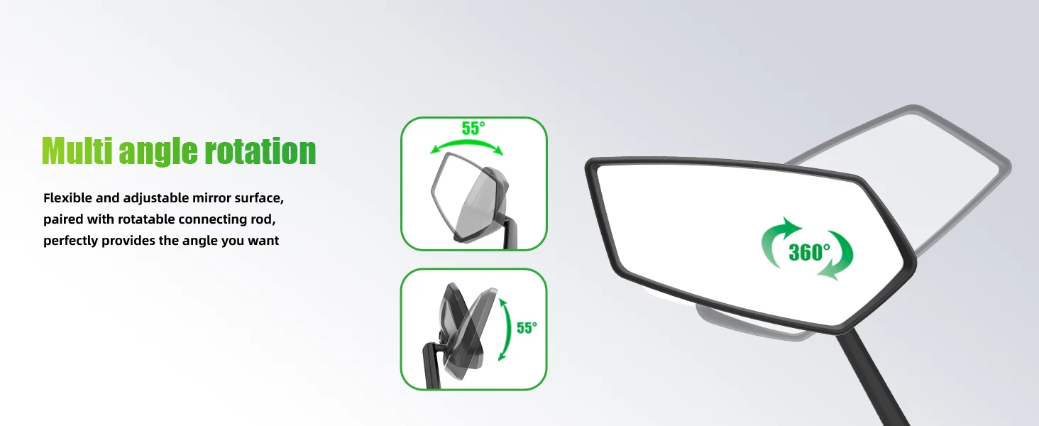 RBRL Wide Angle Bike Mirror Handlebar Ultra Clear Left Right Rearview Mirror with Extended Mirror Arm for Electric Scooter