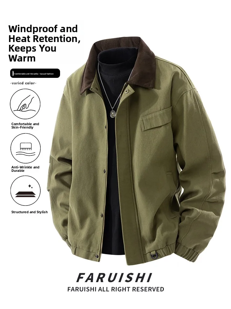 

Мужская куртка в стиле американского ретро, свободного кроя, из чистого хлопка, повседневная, для осени и зимы, модный бренд, молодежная, стильная.