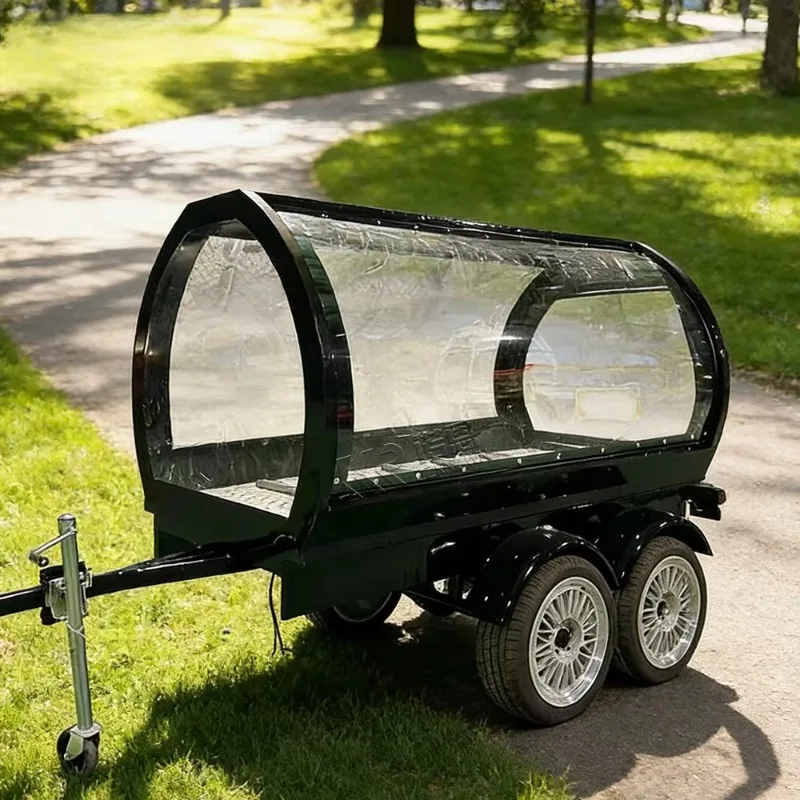 Customized Towable Funeral Carriage Trailer Dual Axle Hearse Trailer for Cemetery Funeral Processions