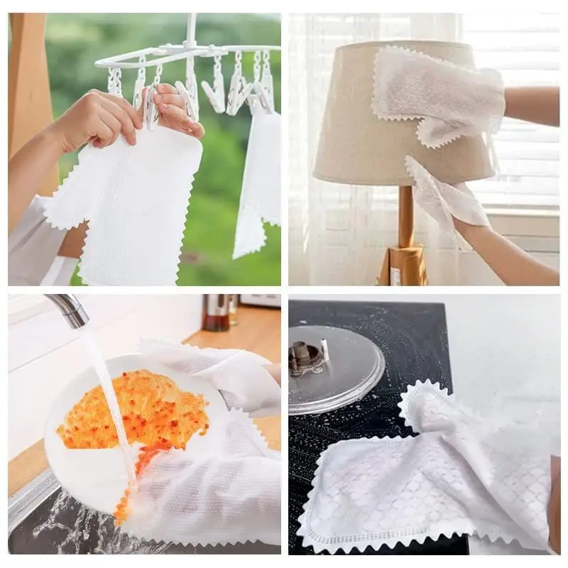 10/20pcs Non-woven Dust Cleaning Gloves Reusable Fish Scale Cleaning Duster Gloves Household Kitchen Cleaning Tool