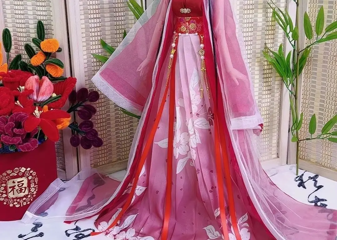 

AS62CM Debisheng/Yeluoli Doll Clothes, White Sand Red Skirt 1/6 1/4 1/3 BJD Dress Free Shipping