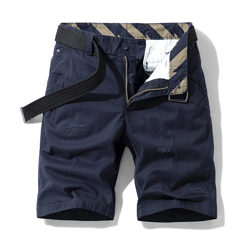Summer New Multi-Color Workwear Shorts Men's American Belt Mid-Length Pants Loose Straight Cotton Casual All-Match Cropped Pants
