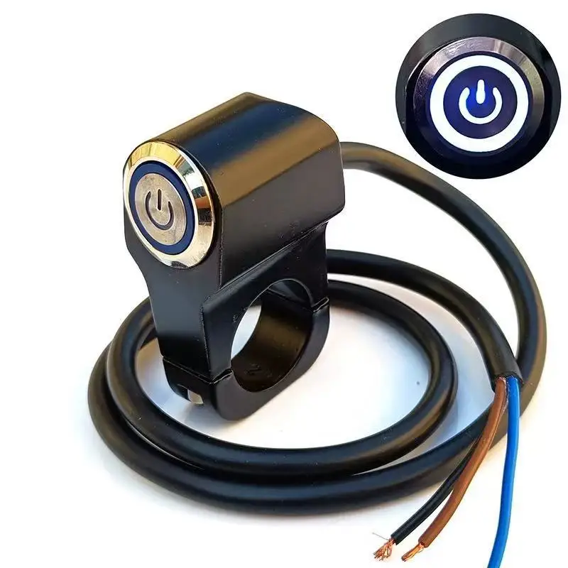 1PCS  Handlebar modification switch Stainless steel bracket Metal power switch LED spotlight switch