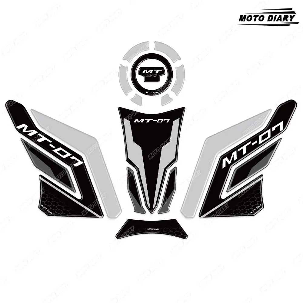 Motorcycle Fuel Tank Pad Stickers 3D Tank Protection Decals Waterproof For Mt07 MT-07 MT 07 2021-2024 2023 2022