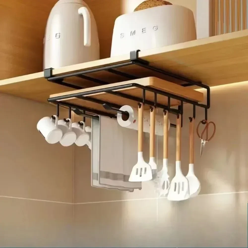 CANBOUN Non Perforated Storage Rack Kitchen Cutting Board Hanging Rack Cabinet Metal Storage Large Capacity Thick Thickened Stor