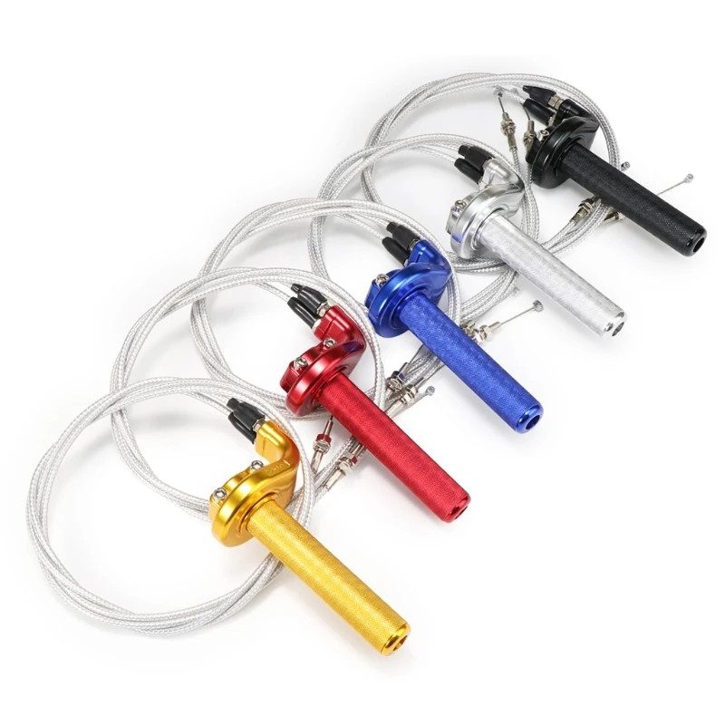 37JE Two Cable Motorcycle Throttle Grip Control Assembly for 7/8" 22mm Dirt Pit Bike