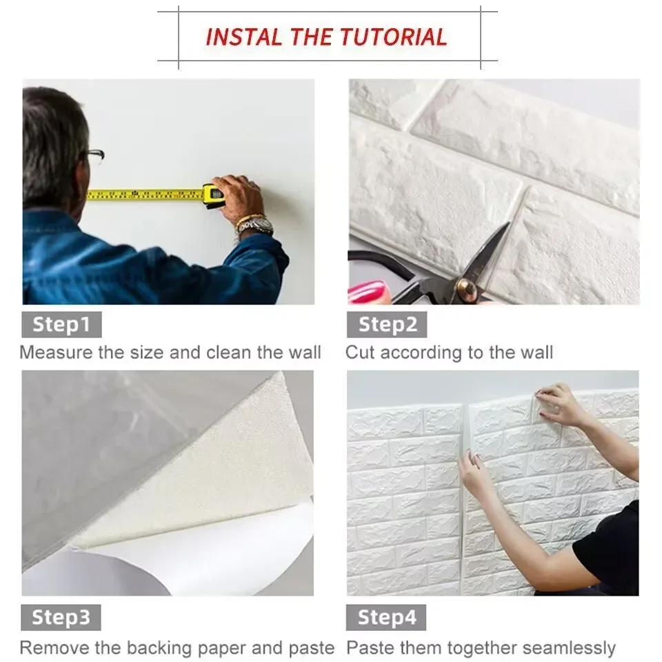 70cm*10m 3D Self-adhesive Foam Tile Wall Stickers for Indoor Wall Decor Living Room Kitchen and Bedroom Bathroom Home Decoration view 6