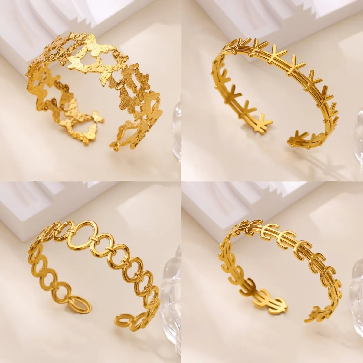

Personalized Letter Bracelet for Women Gold Plated Stainless Steel simple punk Circular Bracelet No fade Wrist Jewelry Accessory