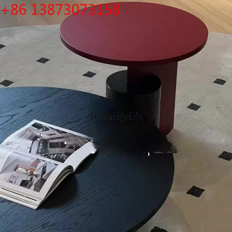 -*Medieval retro solid wood marble coffee table classic contrasting color combination low table art simple wabi sandy wind