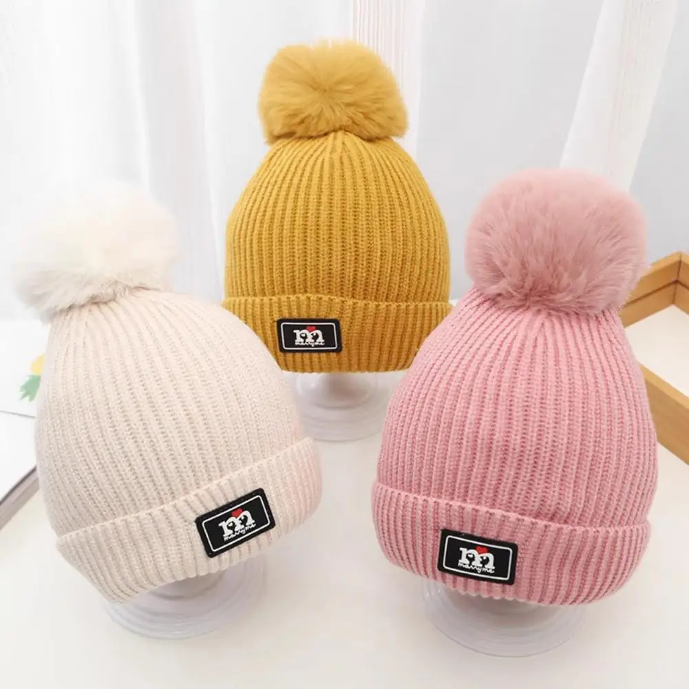 Warm Winter Beanie Set Kids Winter Accessories Set Cozy Hat Scarf Gloves Bundle for Boys Girls Plush Ball Decor for Weather