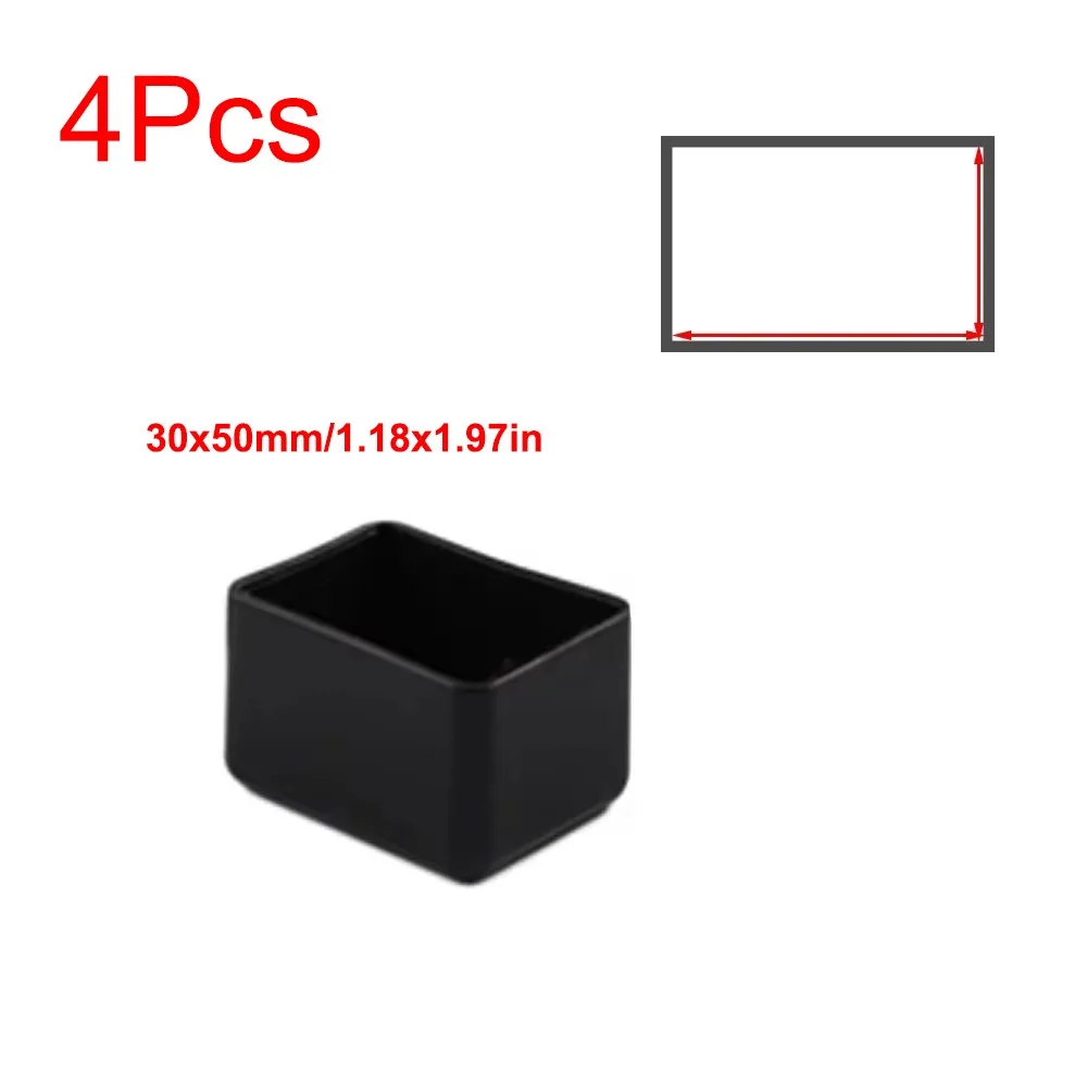 Anti-slip Pads Square Chair Leg Caps Non-slip Round Table Foot Caps Black Pipe Plugs Furniture Protection