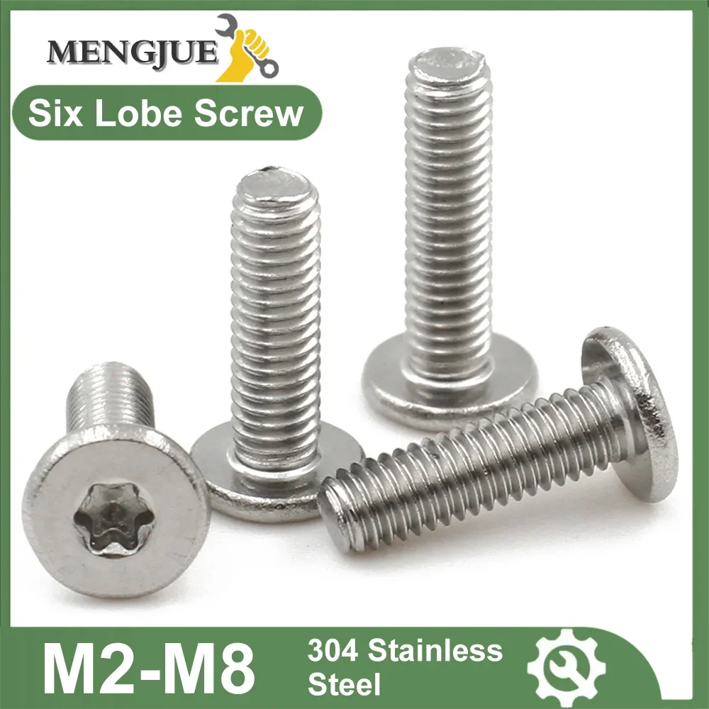 10pcs 304 Stainless Steel M1.6 M2 M2.5 M3 M4 M5 M6 M8 CM Six-Lobe Torx Ultra Thin Super Low Flat Wafer Head Screw Bolt