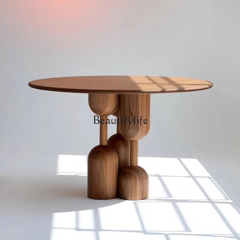 

Nordic Solid Wood Dining Table Oak Light Luxury Small Apartment Home Dining Table round Negotiation