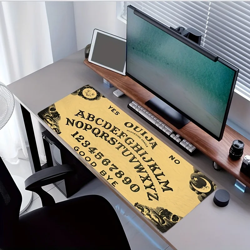 لوحة ماوس كبيرة مستوحاة من لوحة Ouija مقاس 89.92 × 39.88 سم - تصميم مطاطي غير قابل للانزلاق، للشمس والقمر مع خياطة زخرفية للمنزل وO