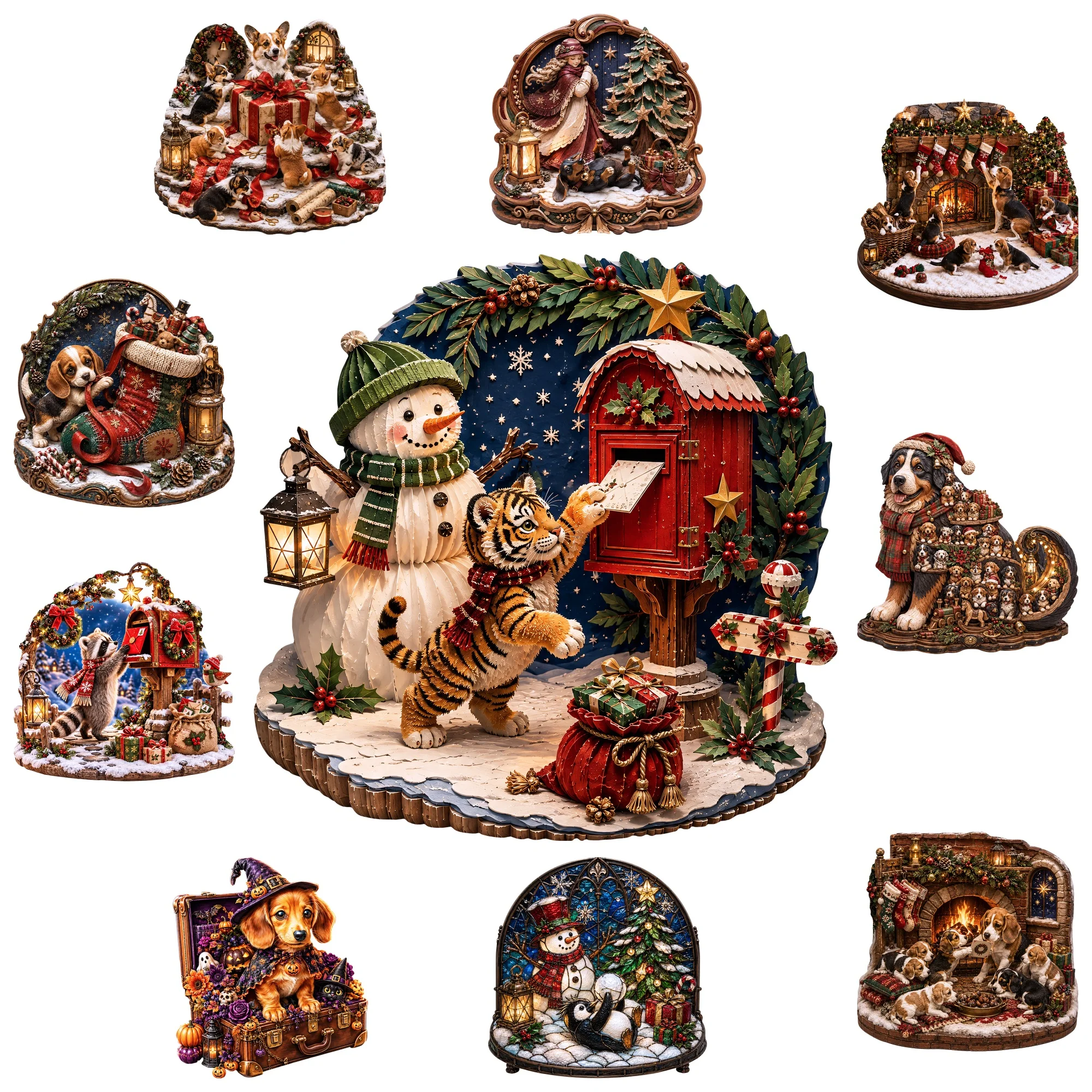 Snowman Flat Wooden Puzzle Brain Teaser Animal Jigsaw Puzzle Tabletop Puzzle Game Gift for Special Occasions Gift for Teens Kids