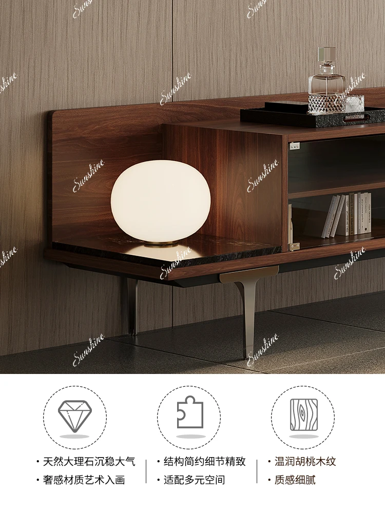 TV cabinet Italian light luxury living room small apartment storage metal feet high-end