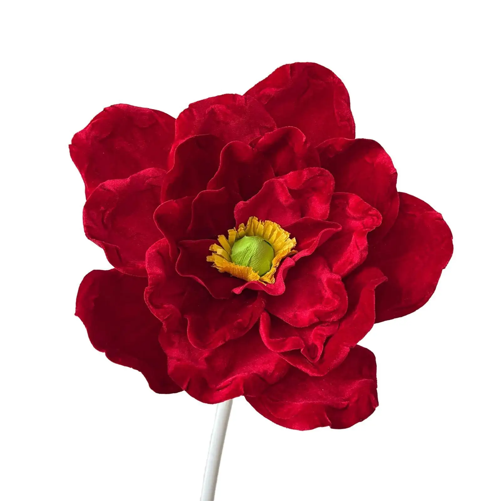 Fleur artificielle 3D en velours, polyvalente pour chambre féminine, faite à la main, couleur rouge, légère, accessoire de photographie avec support