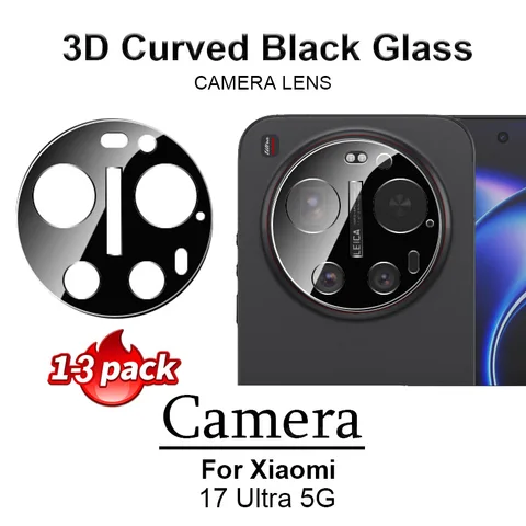 1-3 шт. Премиальное черное 3D изогнутое защитное стекло для камеры Xiaomi 17 Ultra 5G 2026 17Ultra 1 7 Ultra, антипылевое, устойчивое к царапинам