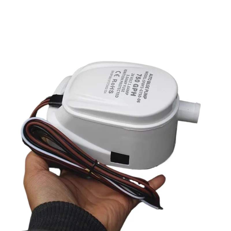 Small Marine Water Pump, 24V DC Submersible Pump, Fully Automatic Bilge Drainage Pump for Yachts and Speedboats